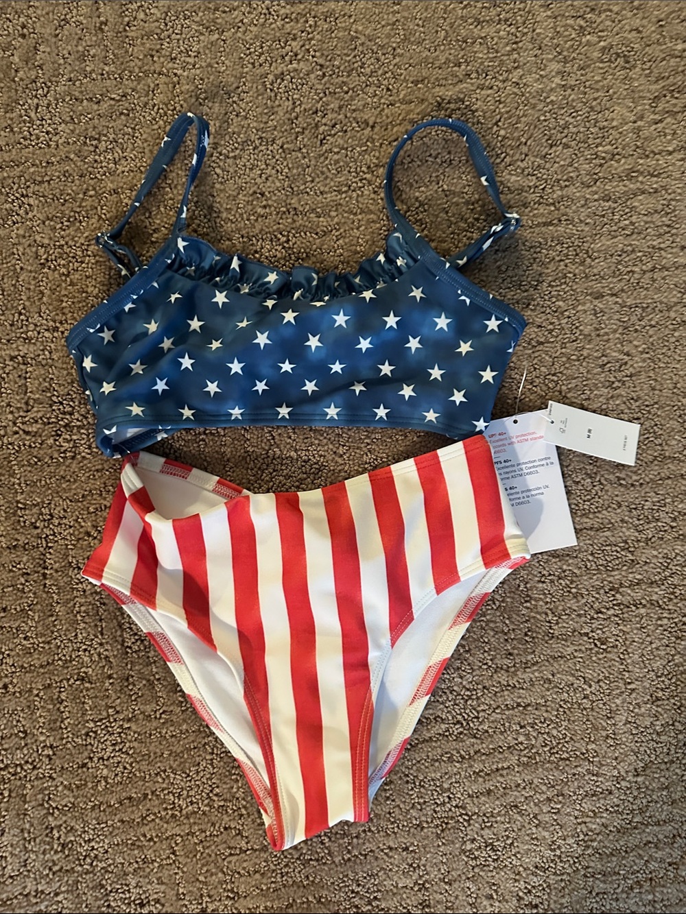 Old Navy Girls' Navy Star & Red Stripe Two-Piece Swimsuit